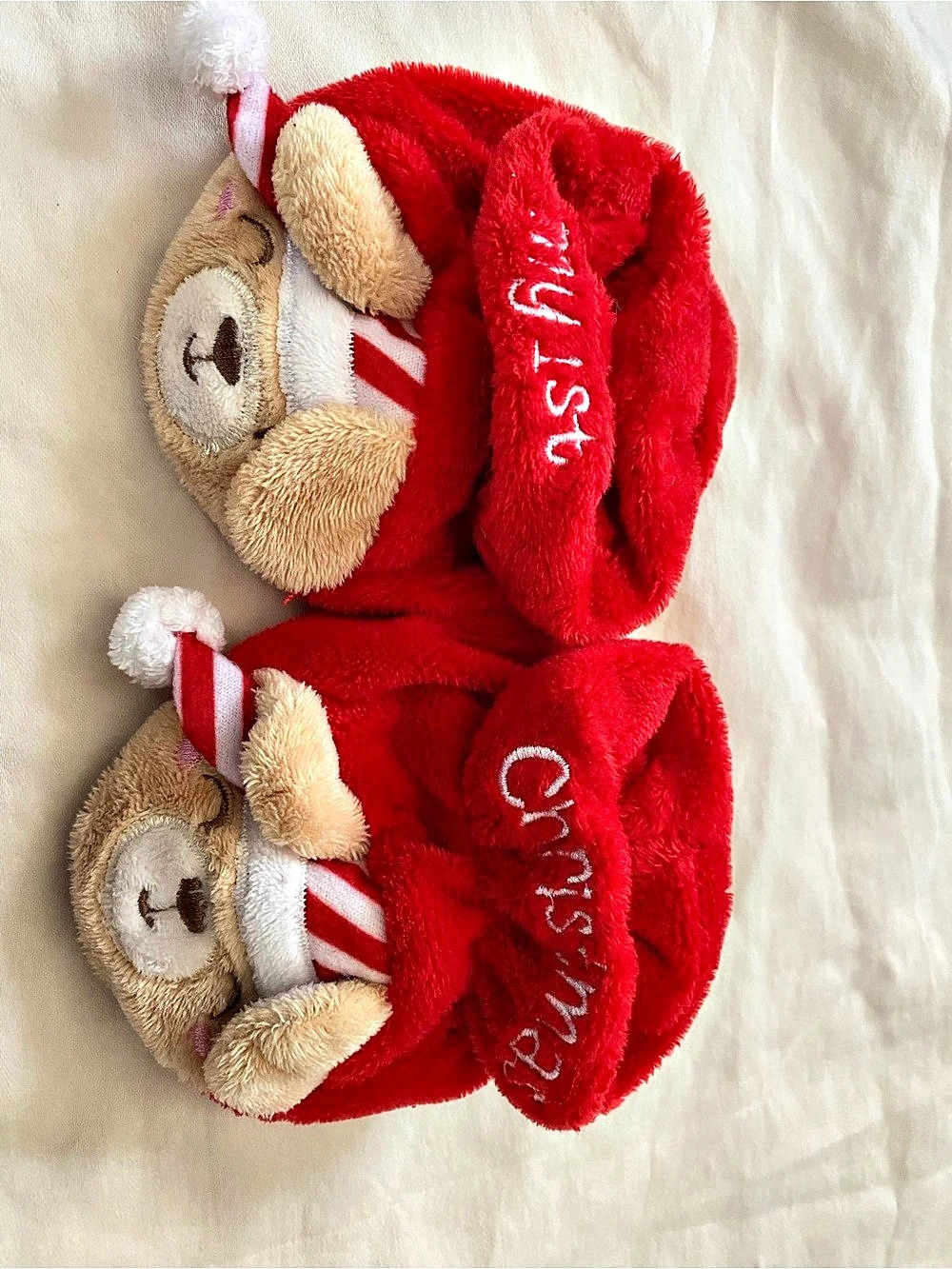 My 1st Christmas Bear Booties Red & White